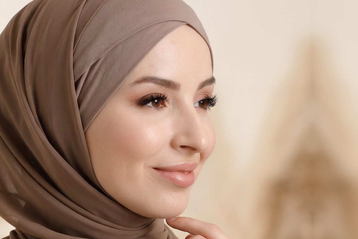Koyu vizon kendinden boneli çapraz model şifon şal