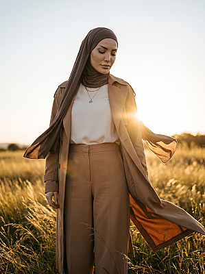 Viscose Shawl with Built-In Underscarf - 1