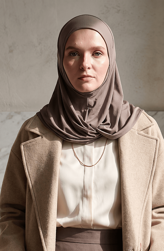 Çeneli Gözenekli Kumaş Scarfs Hijab - 1