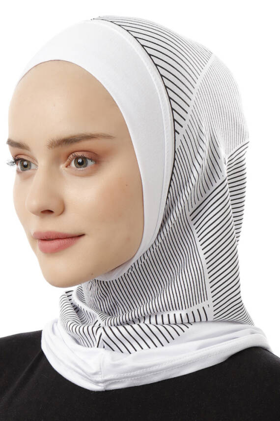Stripe Pattern Sports Hijab Underscarf - 1