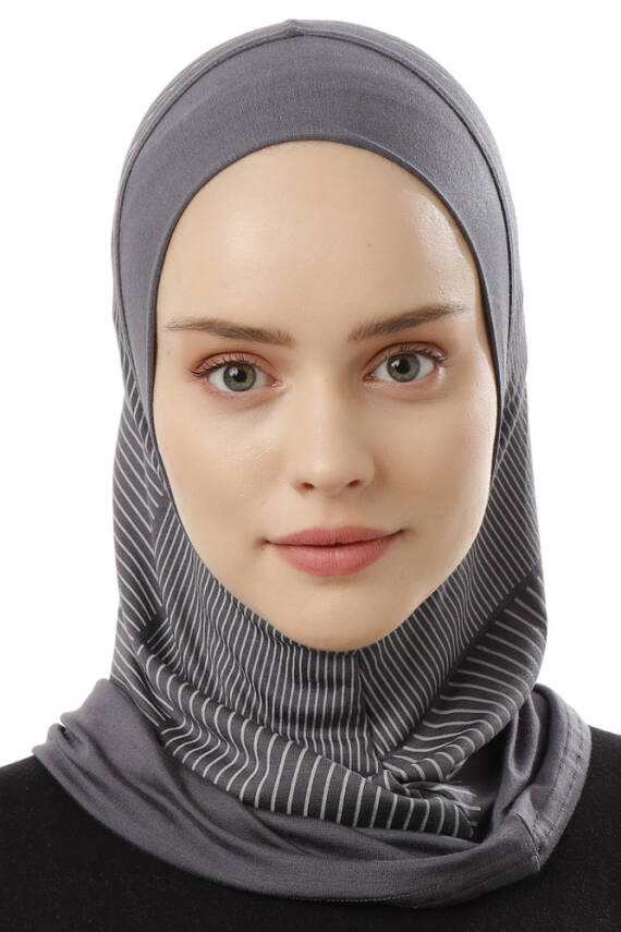Stripe Pattern Sports Hijab Underscarf - 17