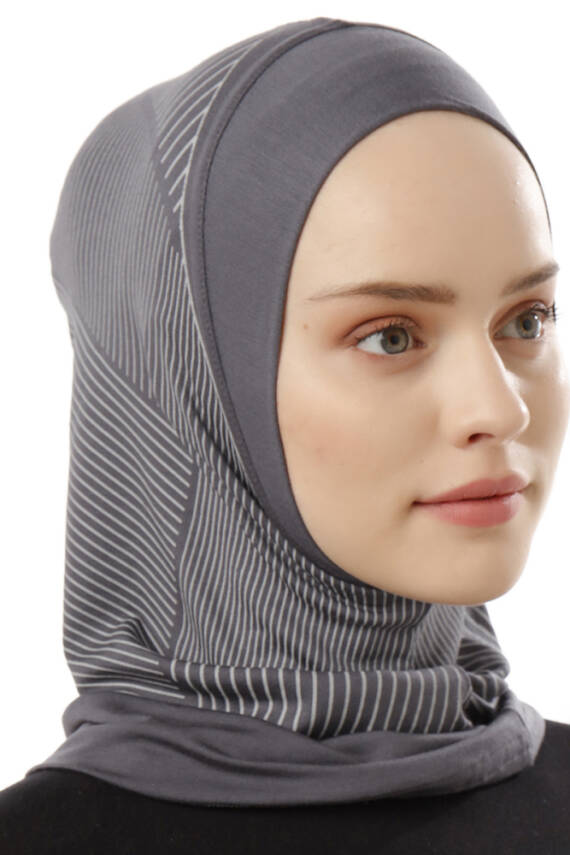 Stripe Pattern Sports Hijab Underscarf - 19