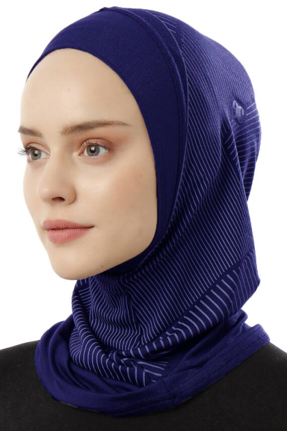 Stripe Pattern Sports Hijab Underscarf - 49