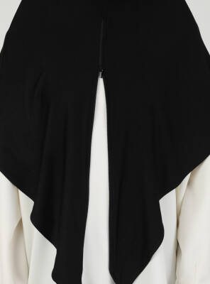 Stretch Viscose Shawl with Zipper Detail - 2