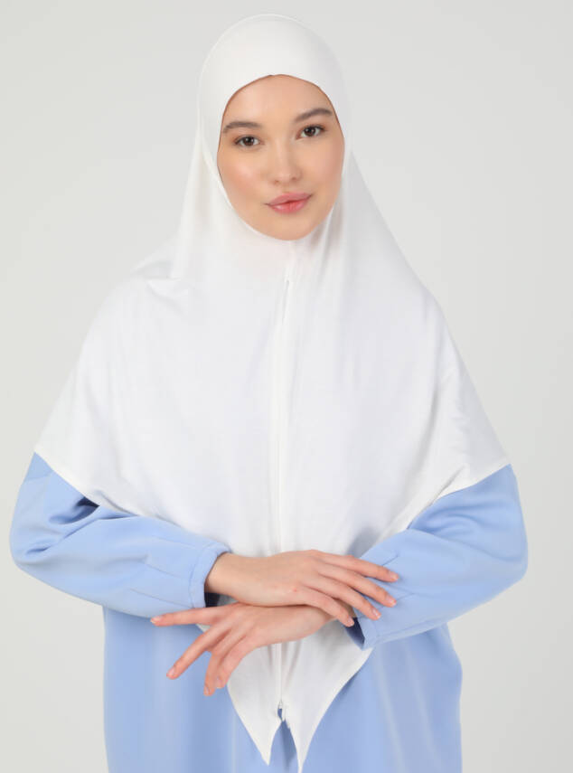 Stretch Viscose Shawl with Zipper Detail - 17