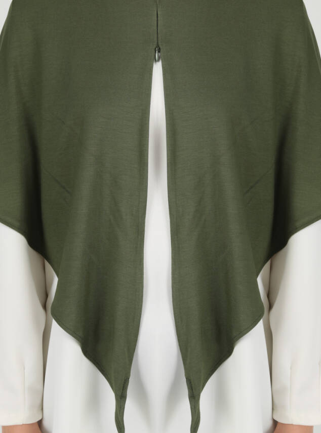 Stretch Viscose Shawl with Zipper Detail - 57