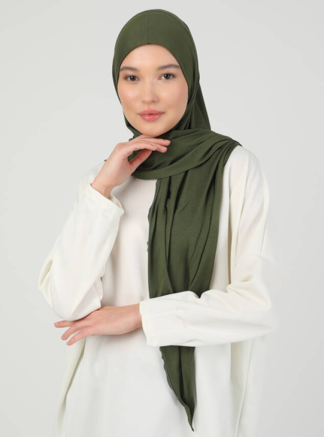 Stretch Viscose Shawl with Zipper Detail - 59