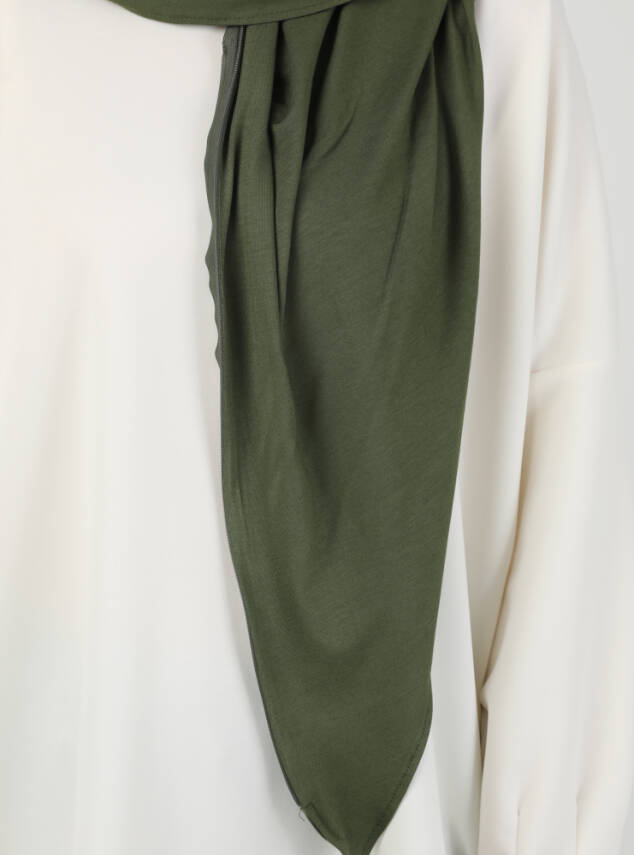 Stretch Viscose Shawl with Zipper Detail - 61