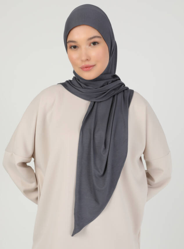 Stretch Viscose Shawl with Zipper Detail - 69