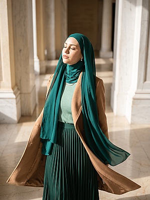 Hijablı Oval Kesim Eşarp