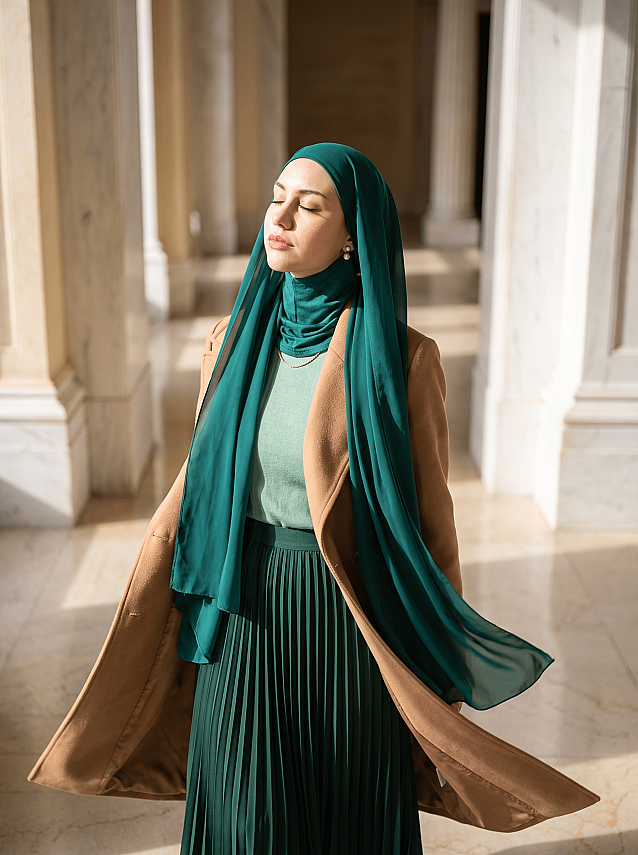 Hijablı Oval Kesim Eşarp - 1