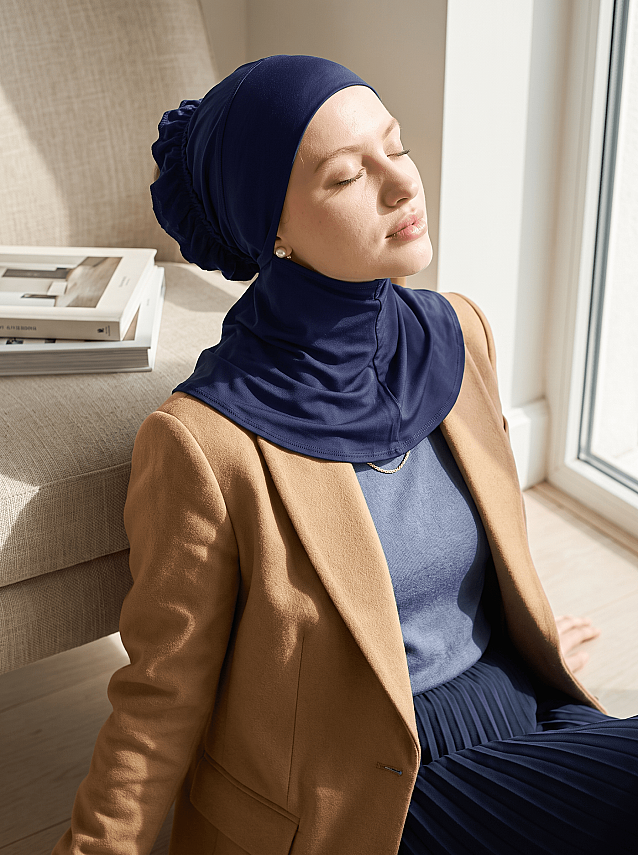 Topuzlu Büyük Hijab Bone - Güpürlü Boyunluk Bone - 1
