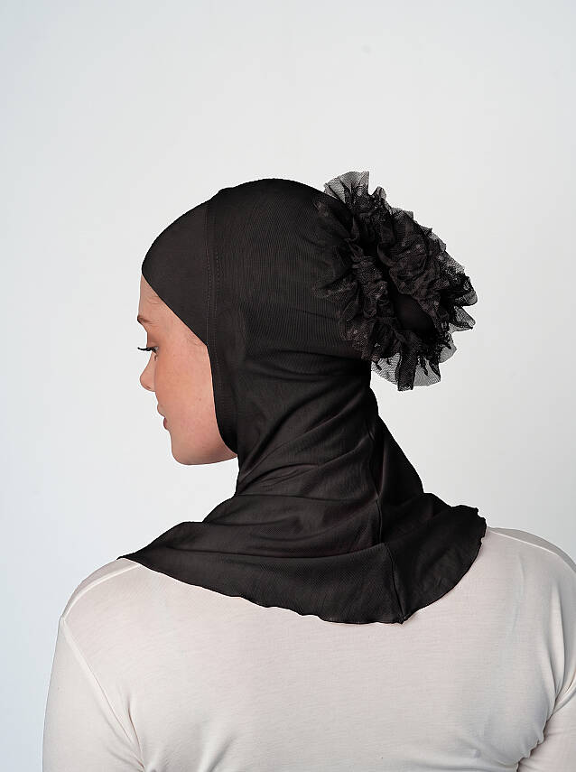 Topuzlu Büyük Hijab Bone - Güpürlü Boyunluk Bone - 3