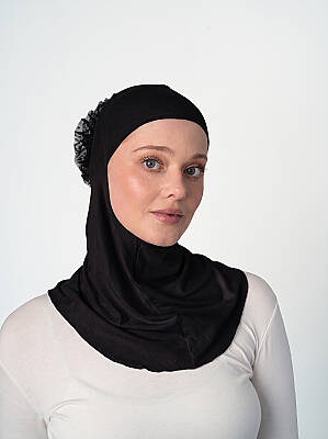 Topuzlu Büyük Hijab Bone - Güpürlü Boyunluk Bone - 5