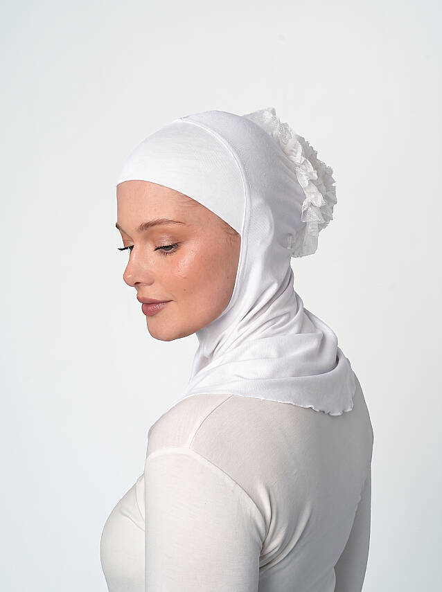 Topuzlu Büyük Hijab Bone - Güpürlü Boyunluk Bone - 6