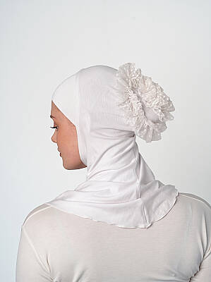 Topuzlu Büyük Hijab Bone - Güpürlü Boyunluk Bone - 7