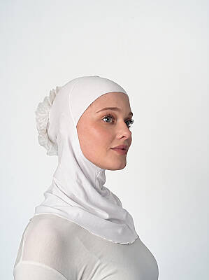 Topuzlu Büyük Hijab Bone - Güpürlü Boyunluk Bone - 8