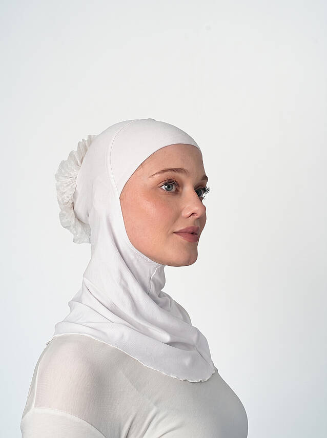Topuzlu Büyük Hijab Bone - Güpürlü Boyunluk Bone - 8