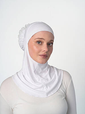 Topuzlu Büyük Hijab Bone - Güpürlü Boyunluk Bone - 9