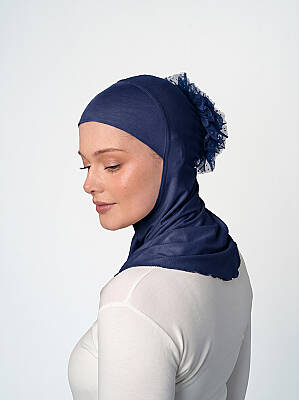 Topuzlu Büyük Hijab Bone - Güpürlü Boyunluk Bone - 10