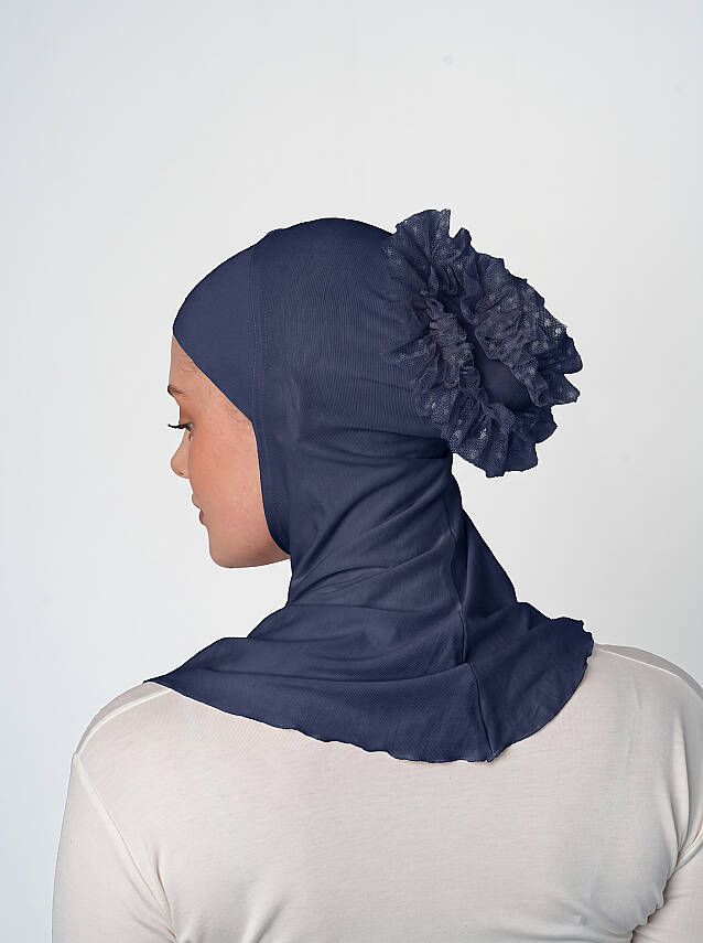 Topuzlu Büyük Hijab Bone - Güpürlü Boyunluk Bone - 11