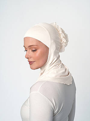 Topuzlu Büyük Hijab Bone - Güpürlü Boyunluk Bone - 14