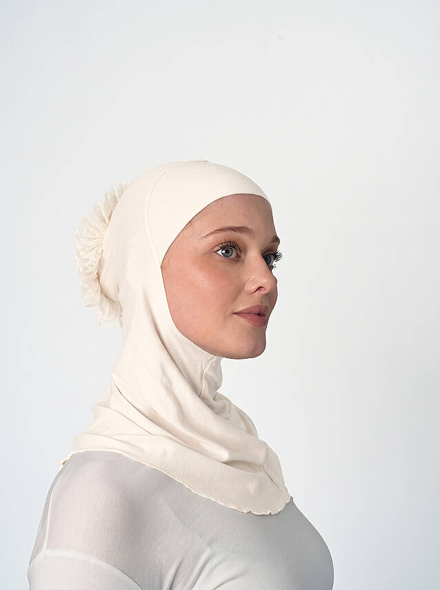 Topuzlu Büyük Hijab Bone - Güpürlü Boyunluk Bone - 16