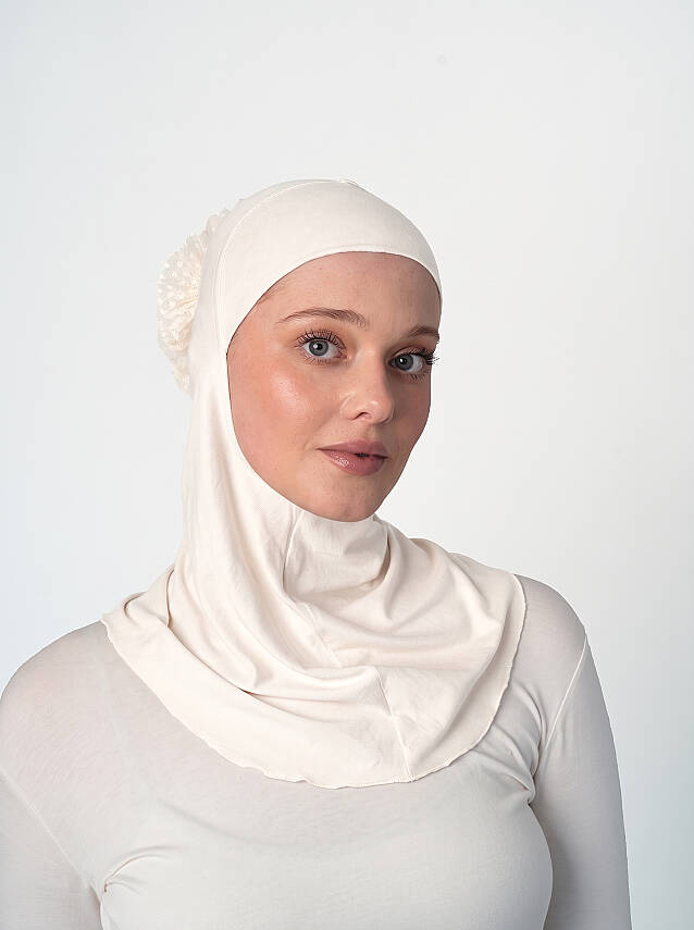 Topuzlu Büyük Hijab Bone - Güpürlü Boyunluk Bone - 17