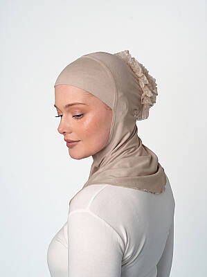 Topuzlu Büyük Hijab Bone - Güpürlü Boyunluk Bone - 18