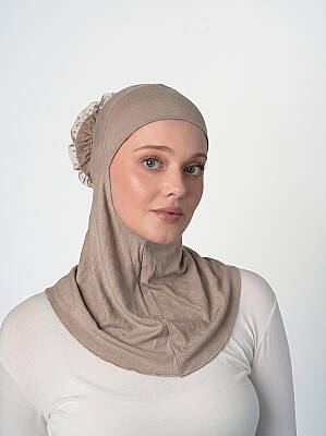 Topuzlu Büyük Hijab Bone - Güpürlü Boyunluk Bone - 21