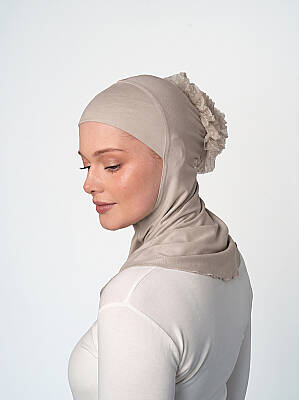 Topuzlu Büyük Hijab Bone - Güpürlü Boyunluk Bone - 22
