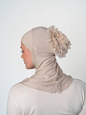 Topuzlu Büyük Hijab Bone - Güpürlü Boyunluk Bone - 23