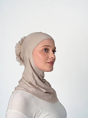 Topuzlu Büyük Hijab Bone - Güpürlü Boyunluk Bone - 24