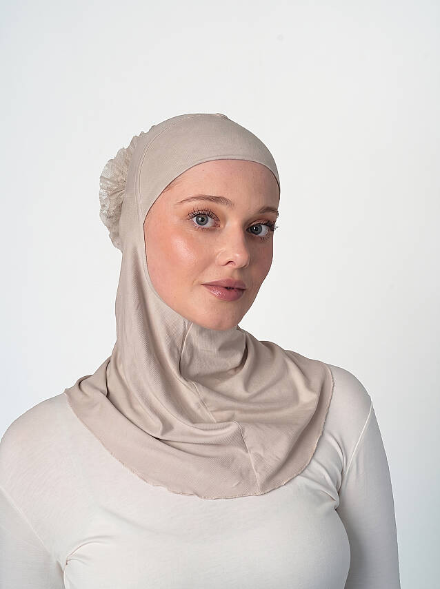 Topuzlu Büyük Hijab Bone - Güpürlü Boyunluk Bone - 25