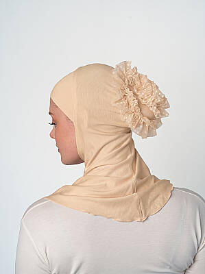Topuzlu Büyük Hijab Bone - Güpürlü Boyunluk Bone - 27