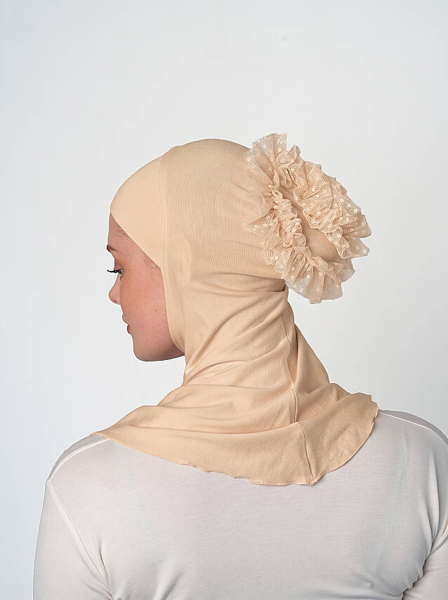 Topuzlu Büyük Hijab Bone - Güpürlü Boyunluk Bone - 27