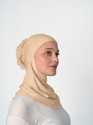 Topuzlu Büyük Hijab Bone - Güpürlü Boyunluk Bone - 28