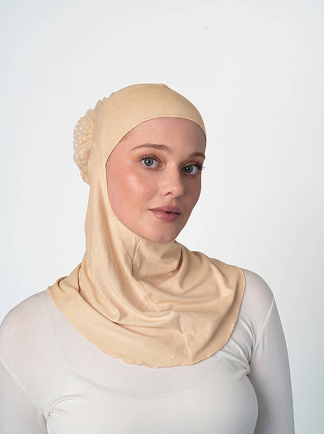 Topuzlu Büyük Hijab Bone - Güpürlü Boyunluk Bone - 29