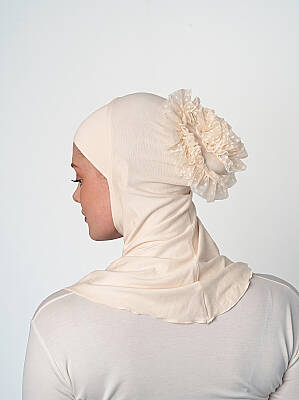 Topuzlu Büyük Hijab Bone - Güpürlü Boyunluk Bone - 31
