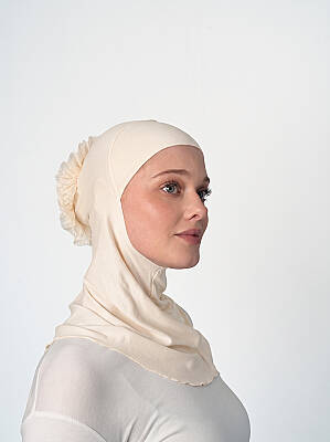 Topuzlu Büyük Hijab Bone - Güpürlü Boyunluk Bone - 32