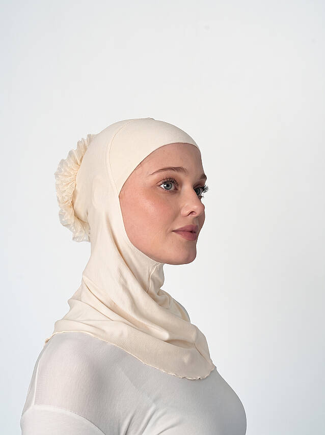 Topuzlu Büyük Hijab Bone - Güpürlü Boyunluk Bone - 32