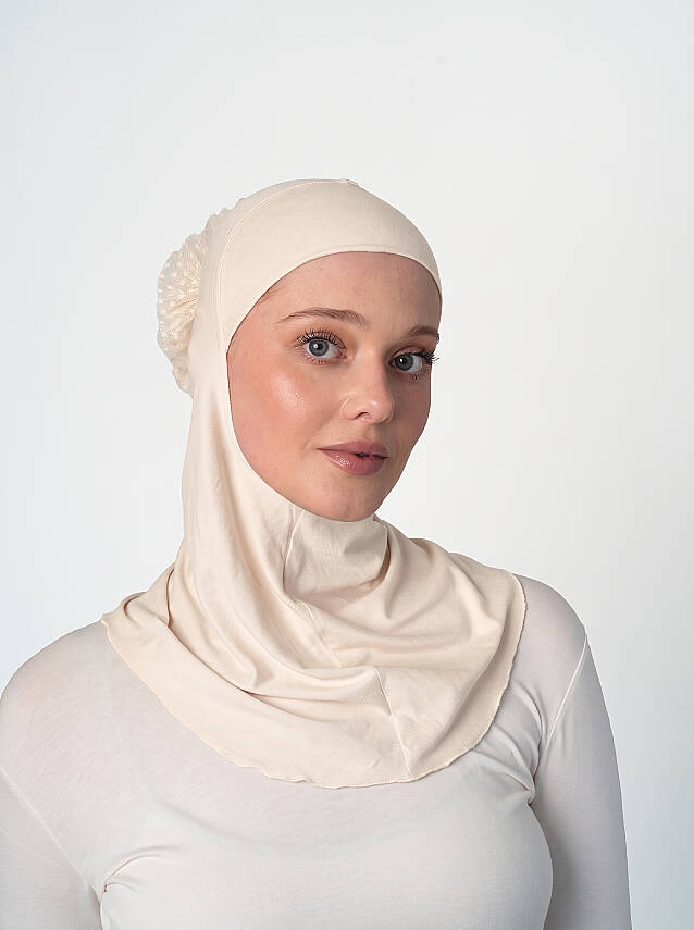 Topuzlu Büyük Hijab Bone - Güpürlü Boyunluk Bone - 33