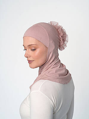 Topuzlu Büyük Hijab Bone - Güpürlü Boyunluk Bone - 34