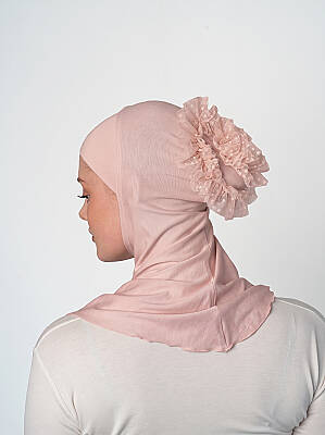 Topuzlu Büyük Hijab Bone - Güpürlü Boyunluk Bone - 35