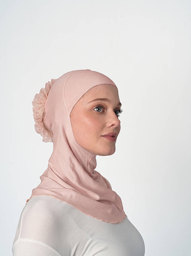 Topuzlu Büyük Hijab Bone - Güpürlü Boyunluk Bone - 36