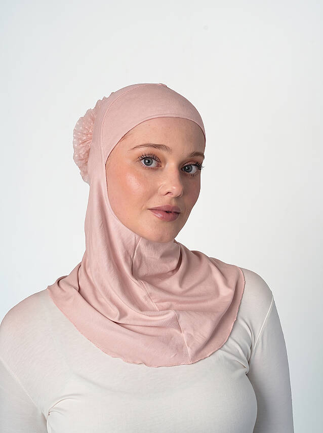 Topuzlu Büyük Hijab Bone - Güpürlü Boyunluk Bone - 37