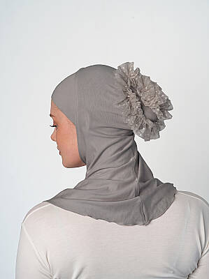 Topuzlu Büyük Hijab Bone - Güpürlü Boyunluk Bone - 39