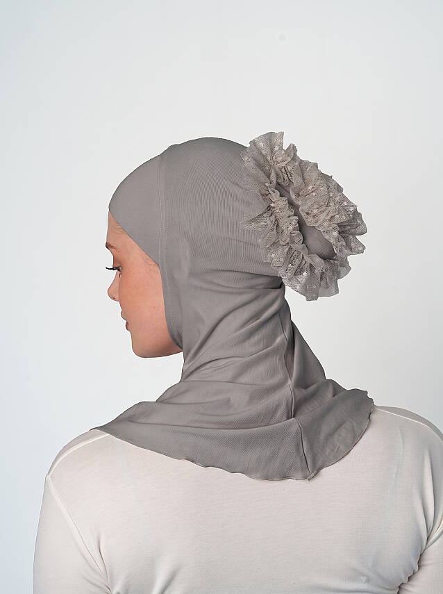 Topuzlu Büyük Hijab Bone - Güpürlü Boyunluk Bone - 39
