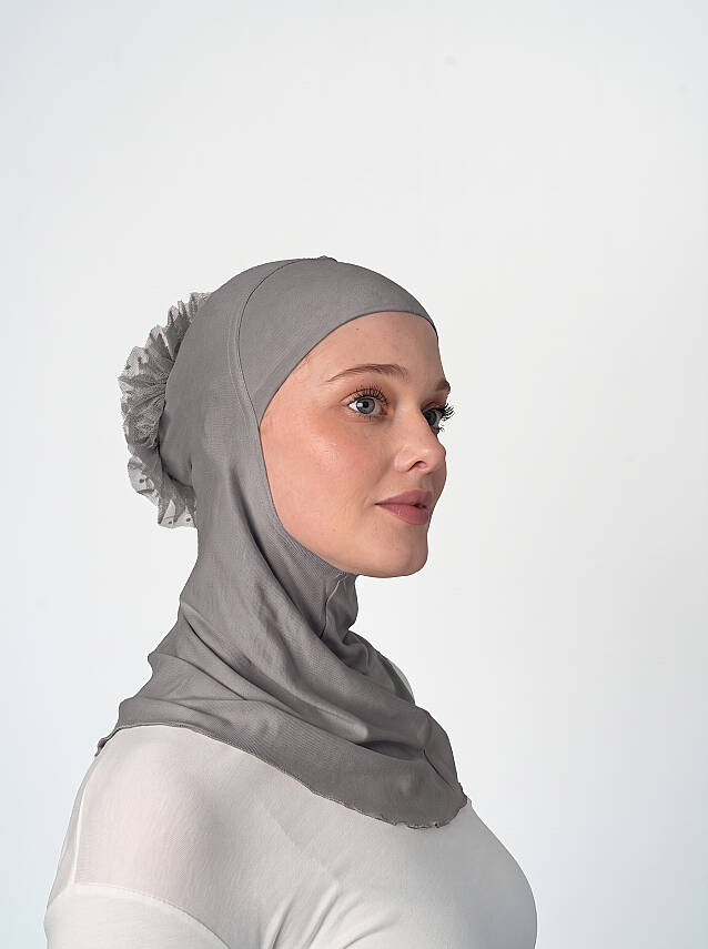 Topuzlu Büyük Hijab Bone - Güpürlü Boyunluk Bone - 40